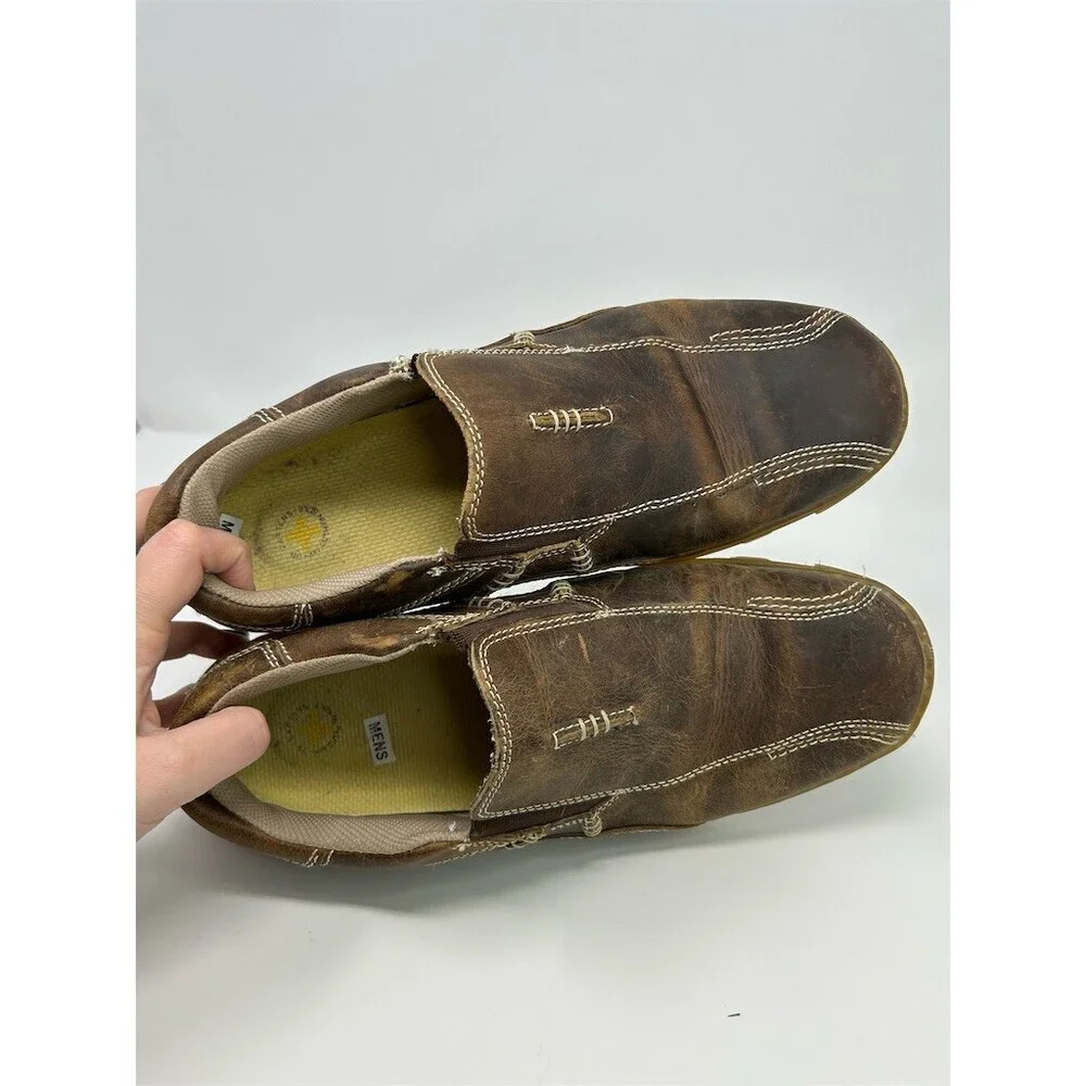 Dr. Martens Lance Men's Slip-On Casual Shoes Brown Contrast Stitching Size 12